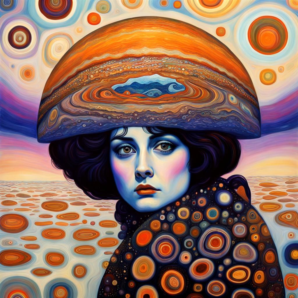 Lamprey on Jupiter in Klimt Style