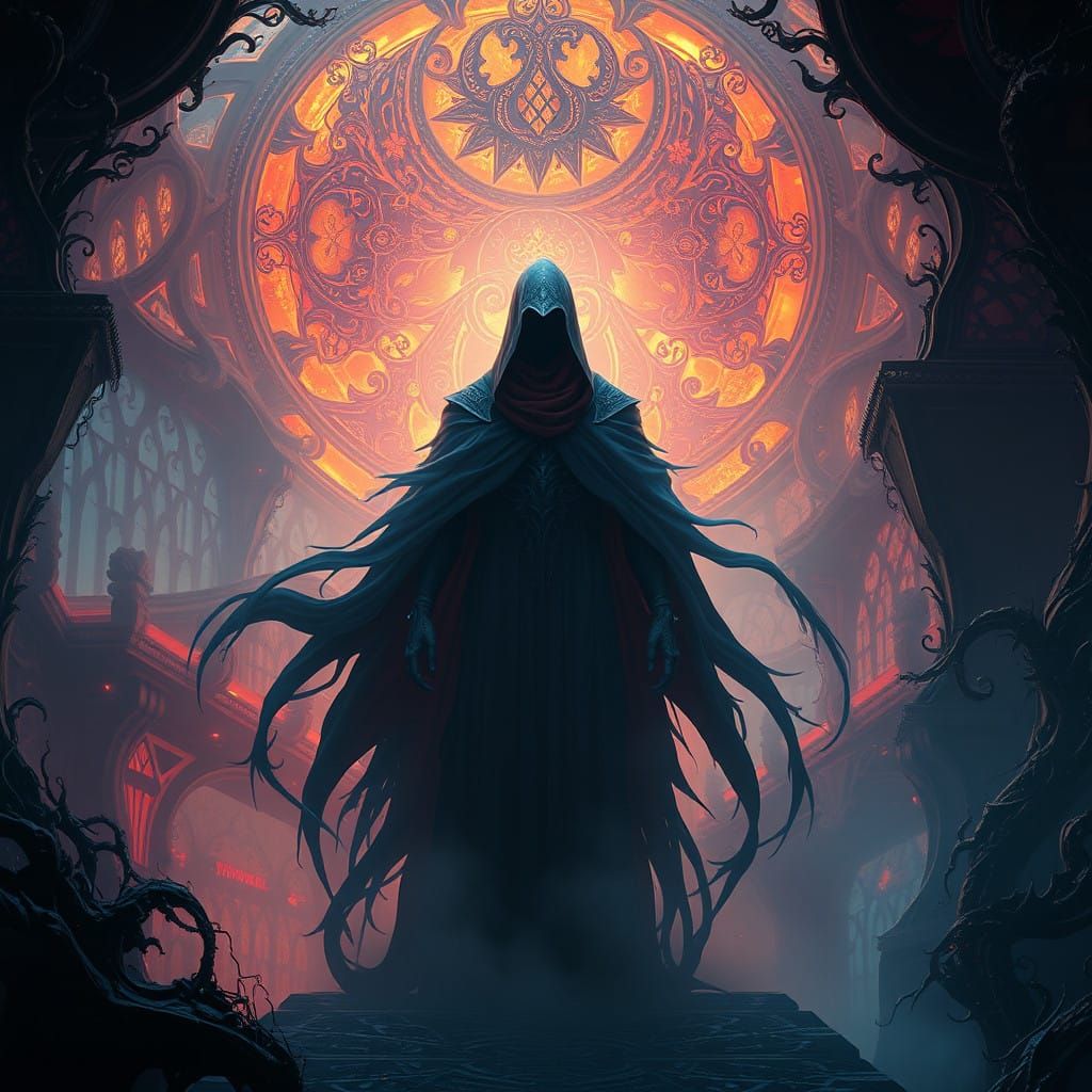 Mysterious Figure Emerges from Dreamlike Realm in Dark Fanta...