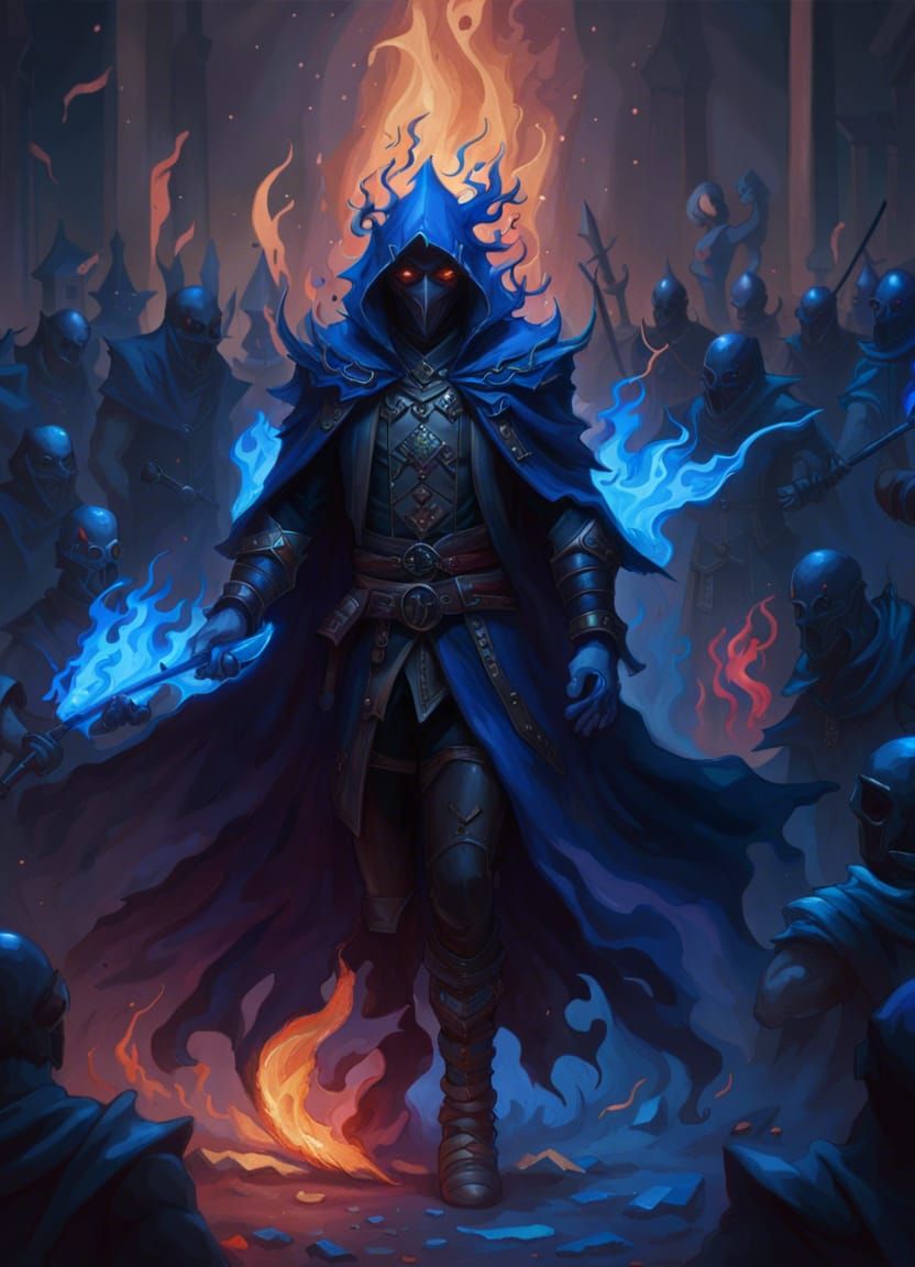 Imposing Infernal Mage in Dark Fantasy Aesthetic