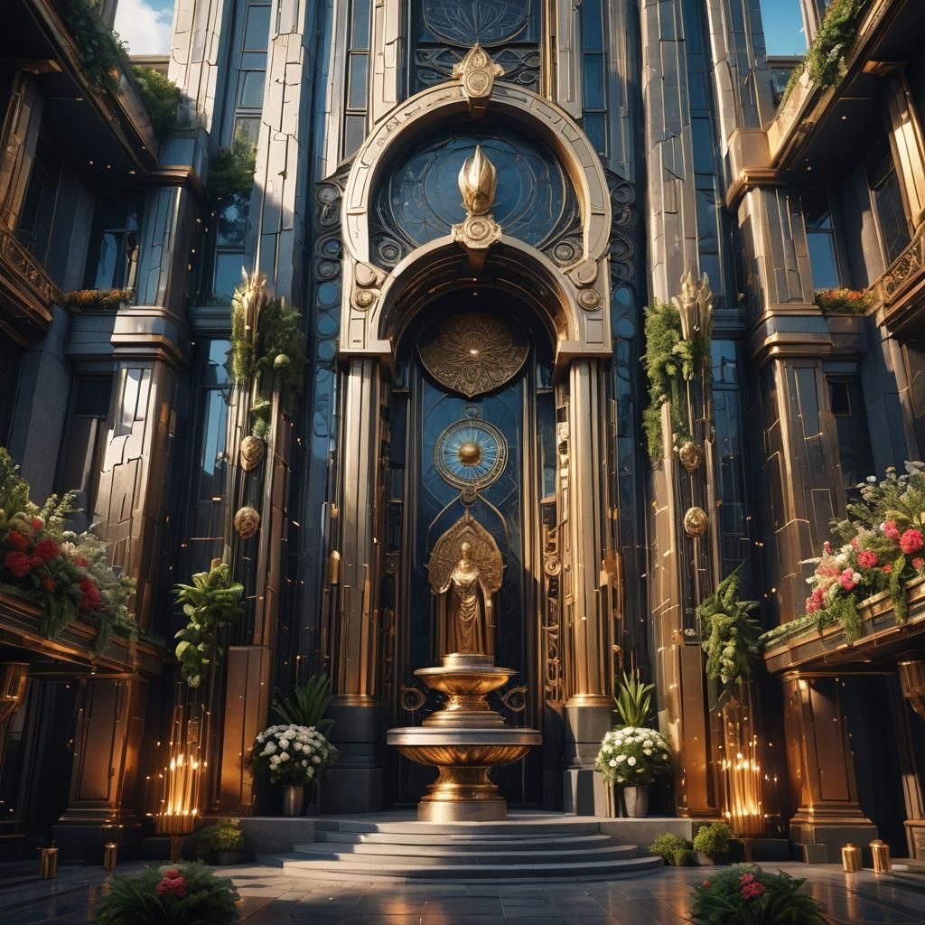 Ar Deco Building Portrait in Hyperrealism