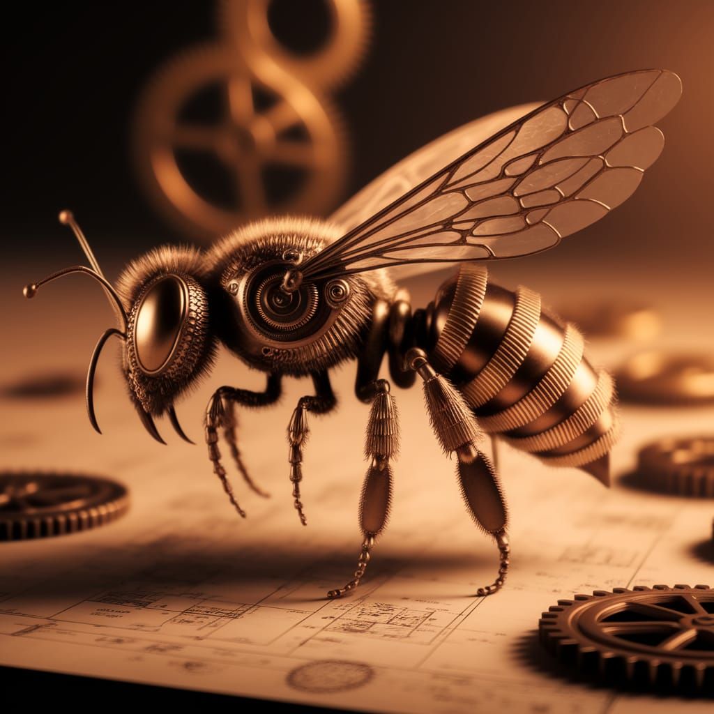 Steampunk Bee in Elegant Mechanical Harmony