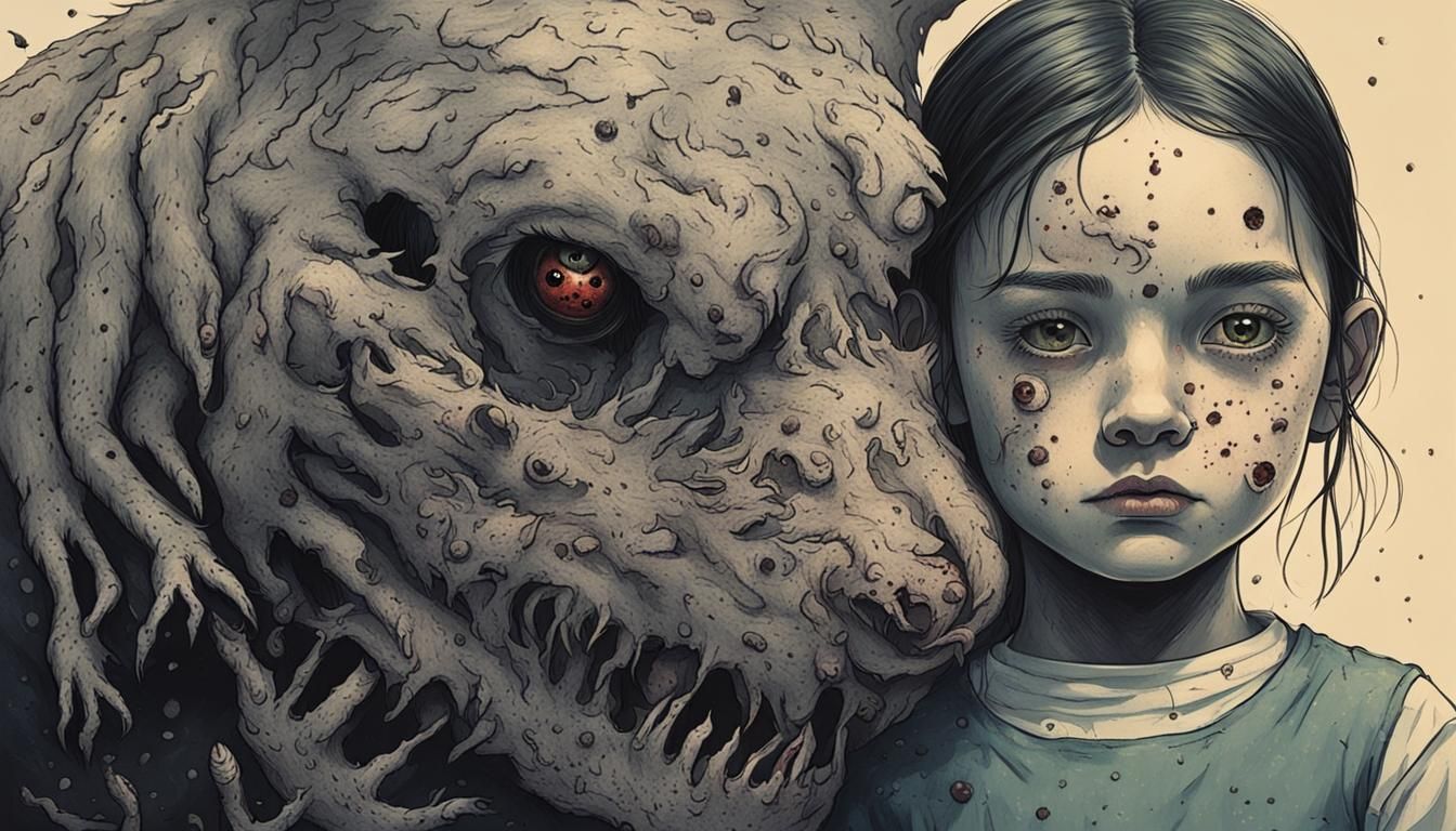 Creepy Creature Encounter: Horror-Themed Image