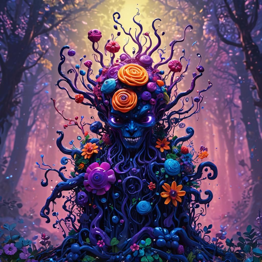 Blueberry Candyman in Glowing Forest Concept Art