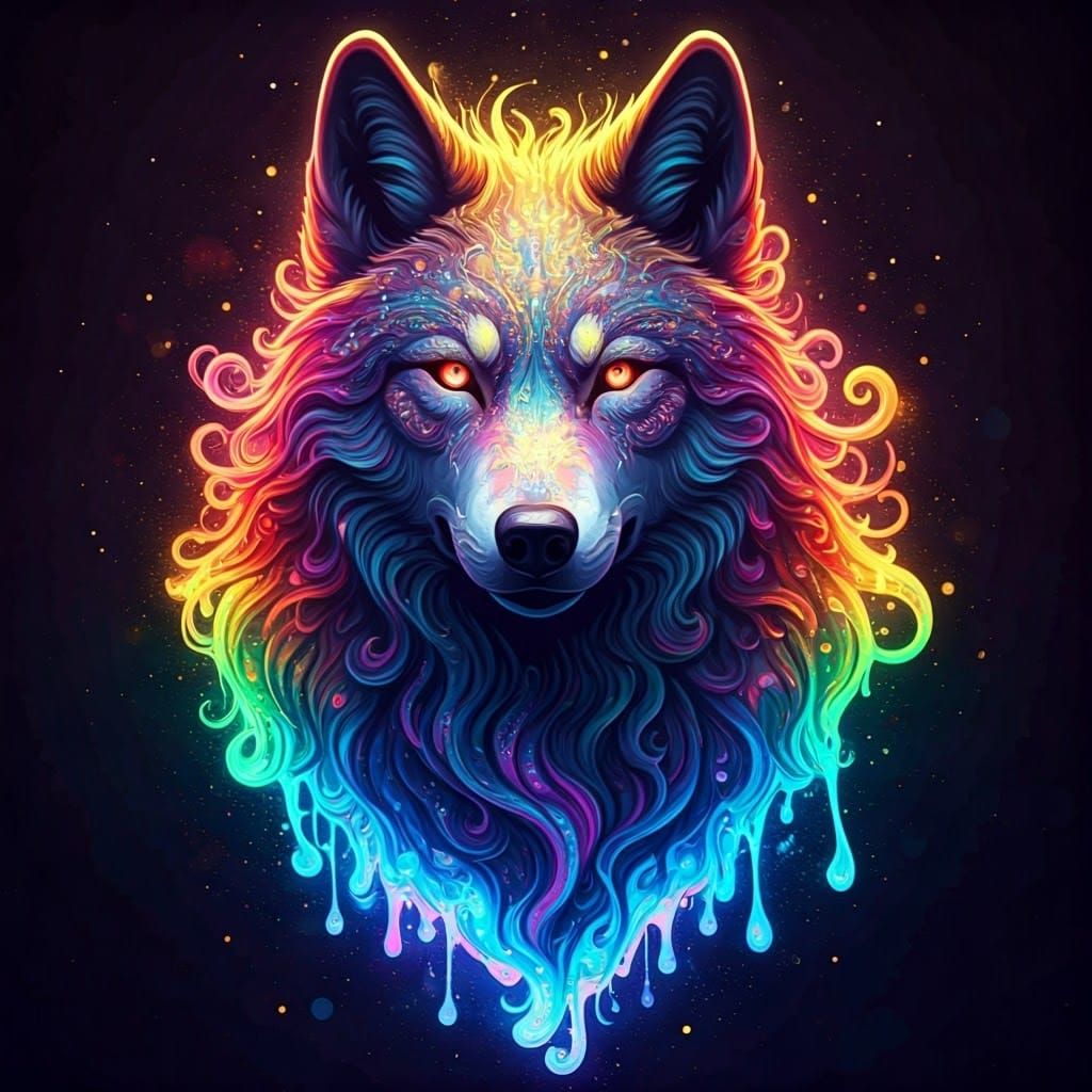 Cosmic Wolf in a Kaleidoscopic Nebula