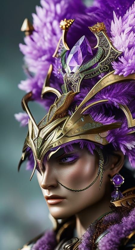 Amethyst Valkyrie Portrait in Hyperdetailed Fantasy Art