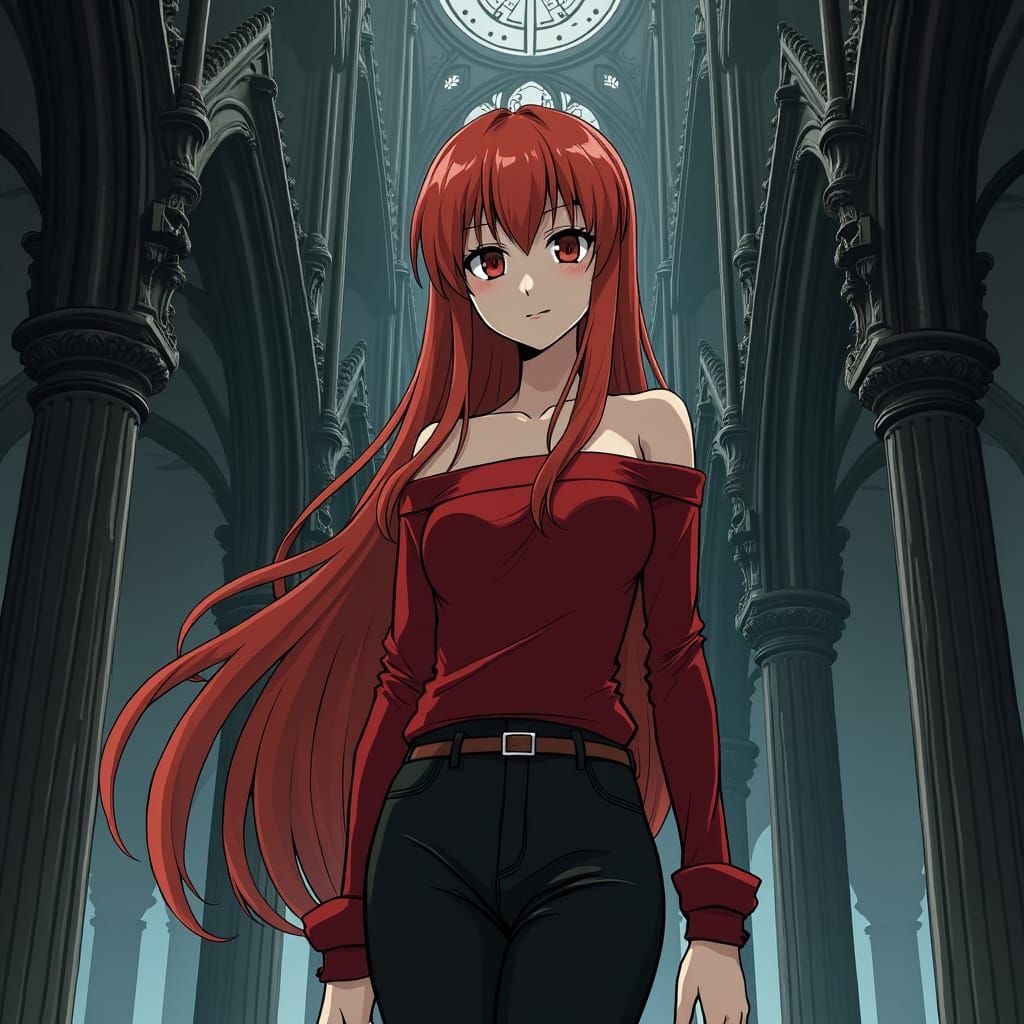 Asuna in Gothic Setting, Anime Illustration