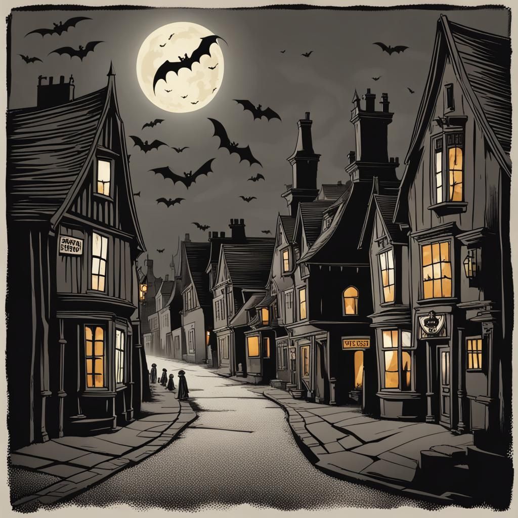 Haunted Village High Street Halloween Scene