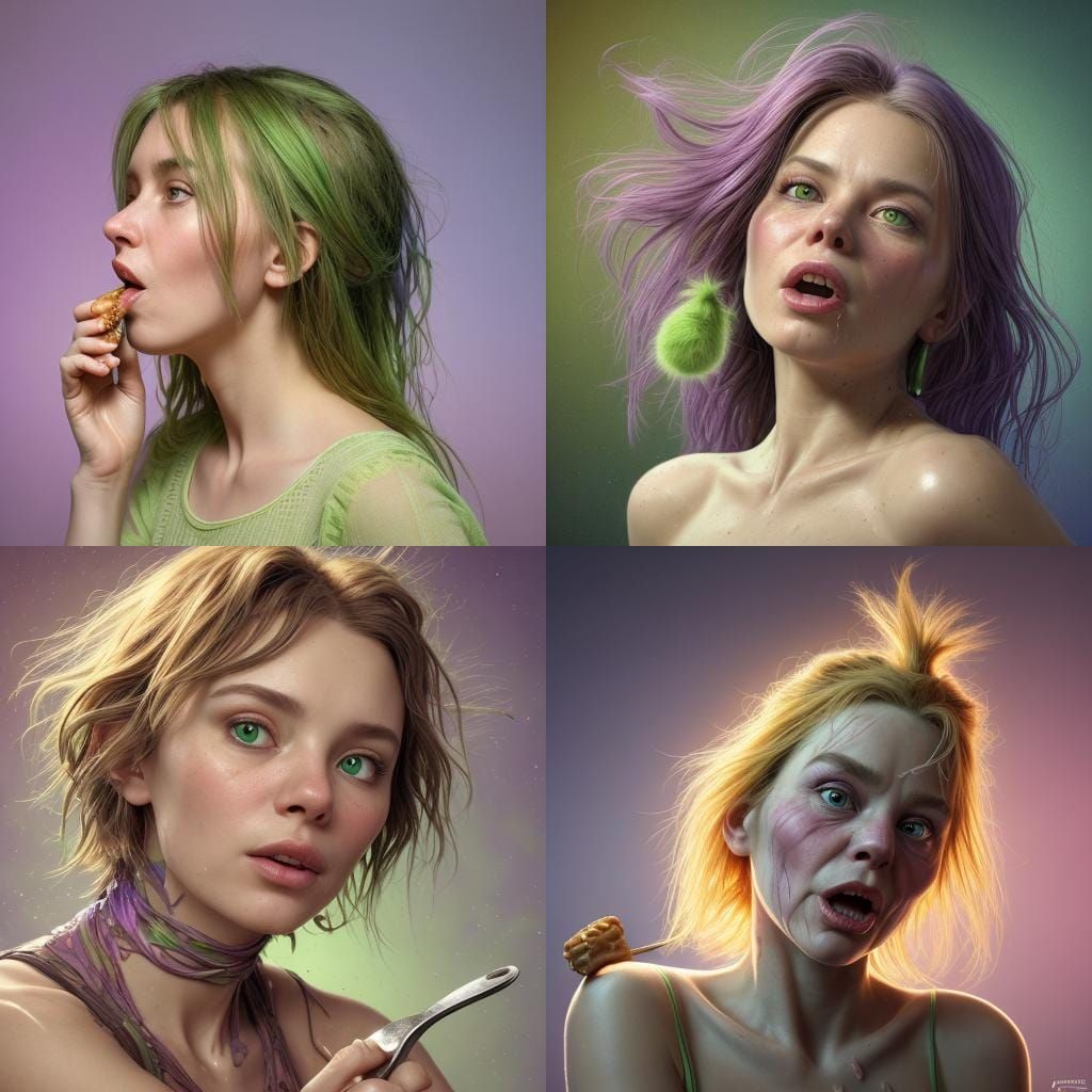 Grinch Enjoys Peanut Butter: Hyperrealistic Art Nouveau Port...