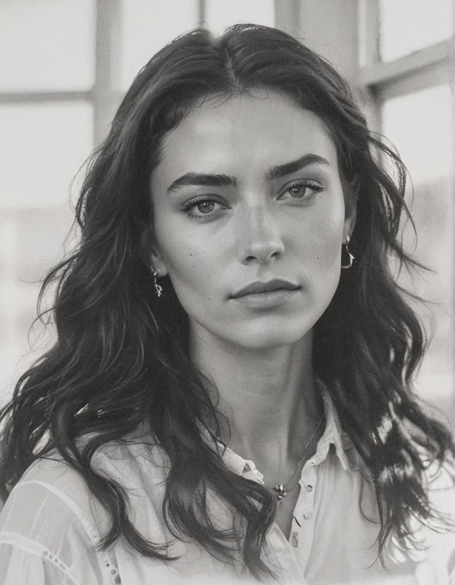 Beautiful Girl with Asymmetric Haircut in Golden Light