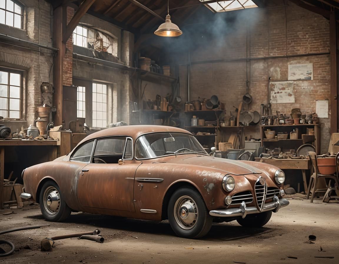 barnfind 1950s era rusty patina concept car alfa-romeo ,
