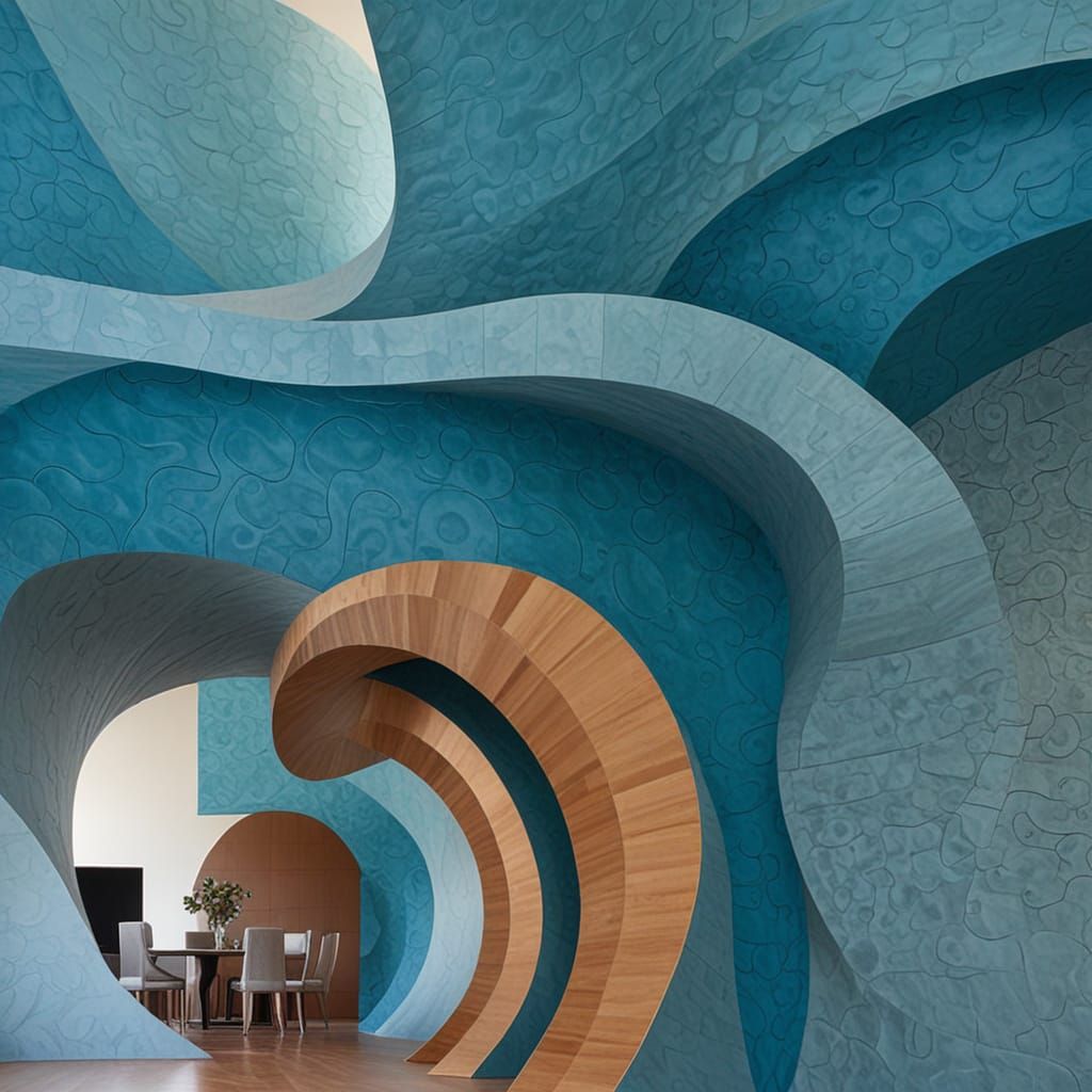 Postmodern Elegance in a Curved Skylight Mural