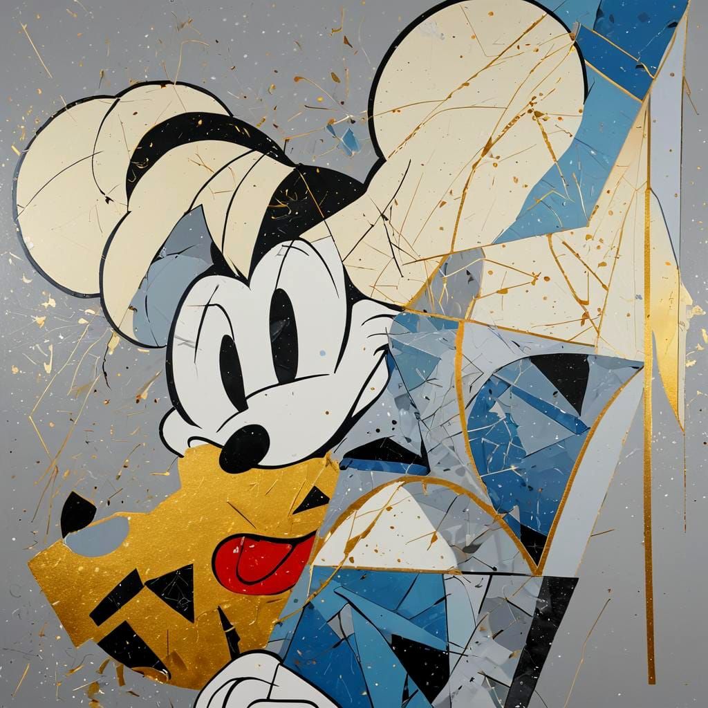 Fragmented Snow White and Mickey Mouse in Vector Art