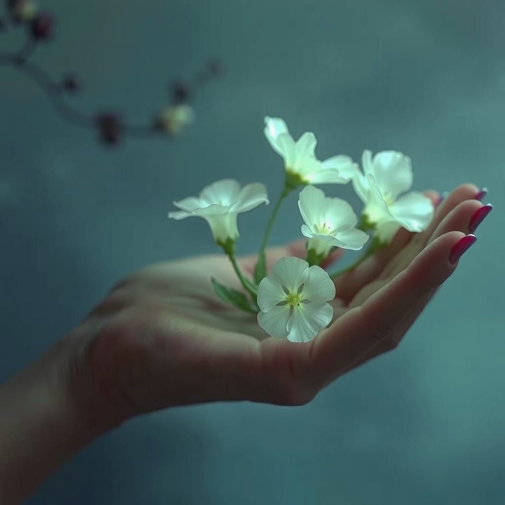 Whimsical Moonlit Bouquet in Dreamlike Style