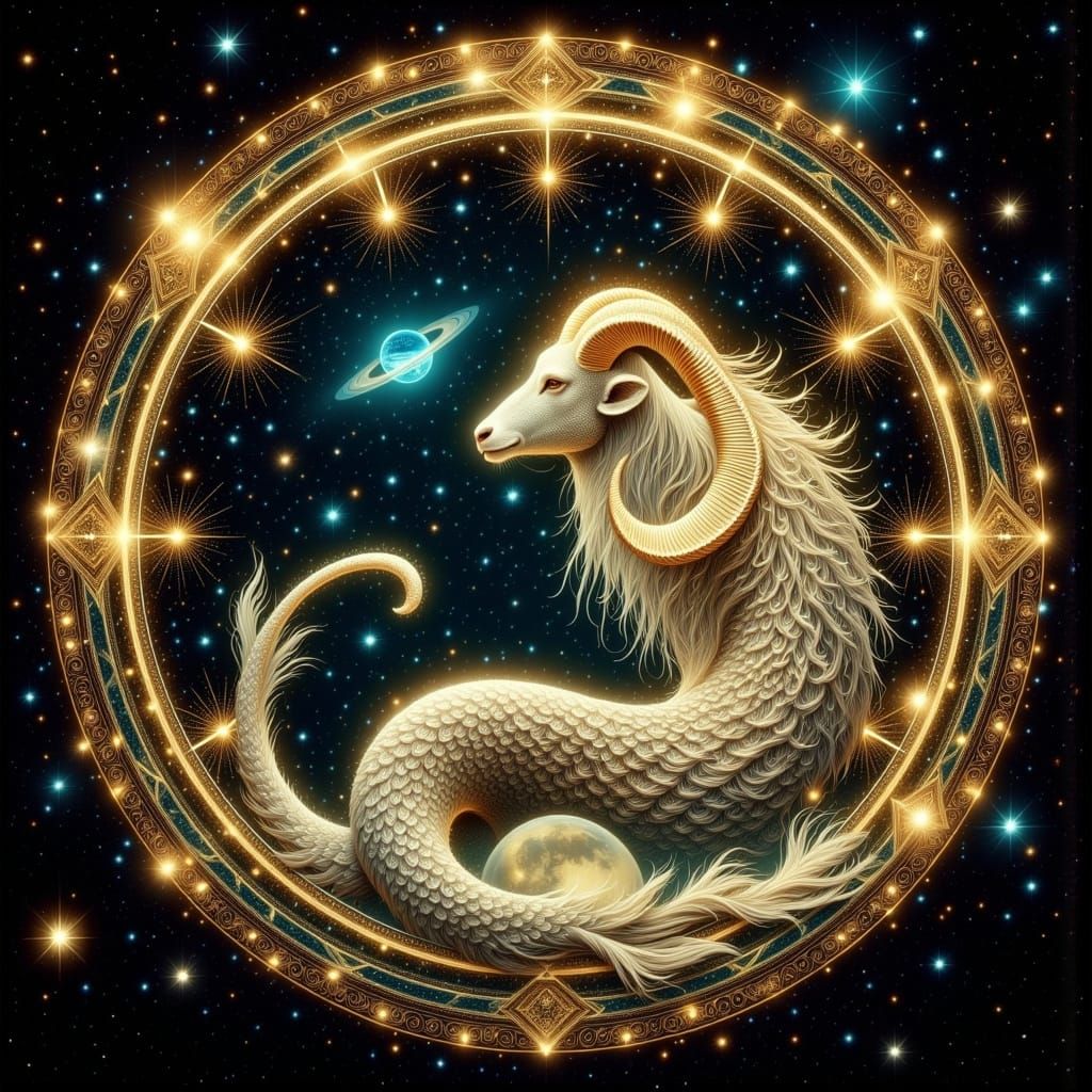 Golden Zodiac Circle Amidst Cosmic Flux