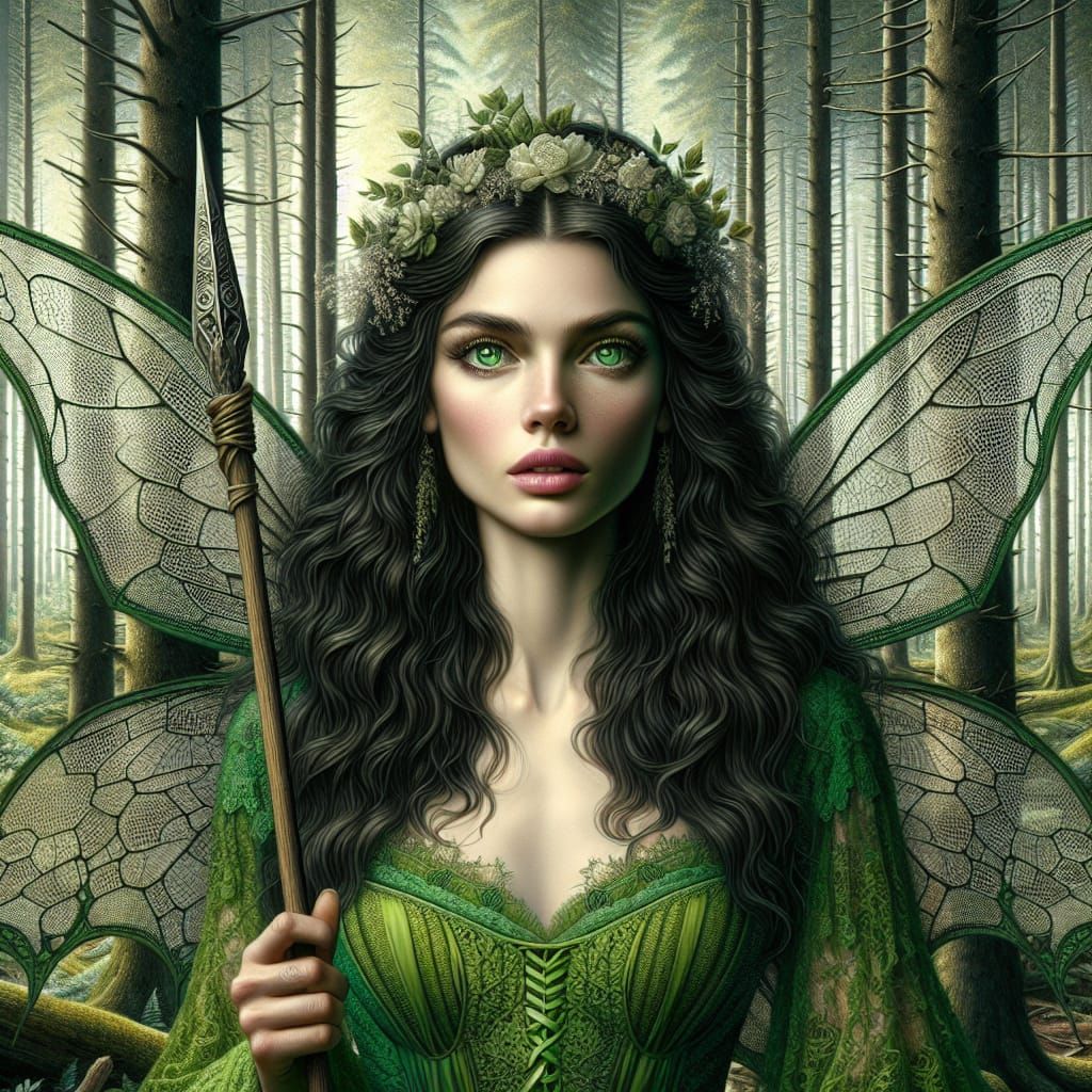 Fairy Queen in Majestic Forest Landscape