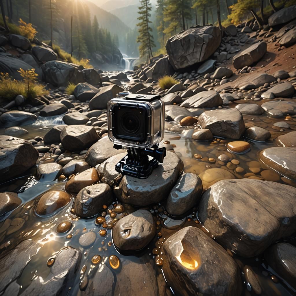 GoPro Hero 13 in Rocky Terrain: Digital Art