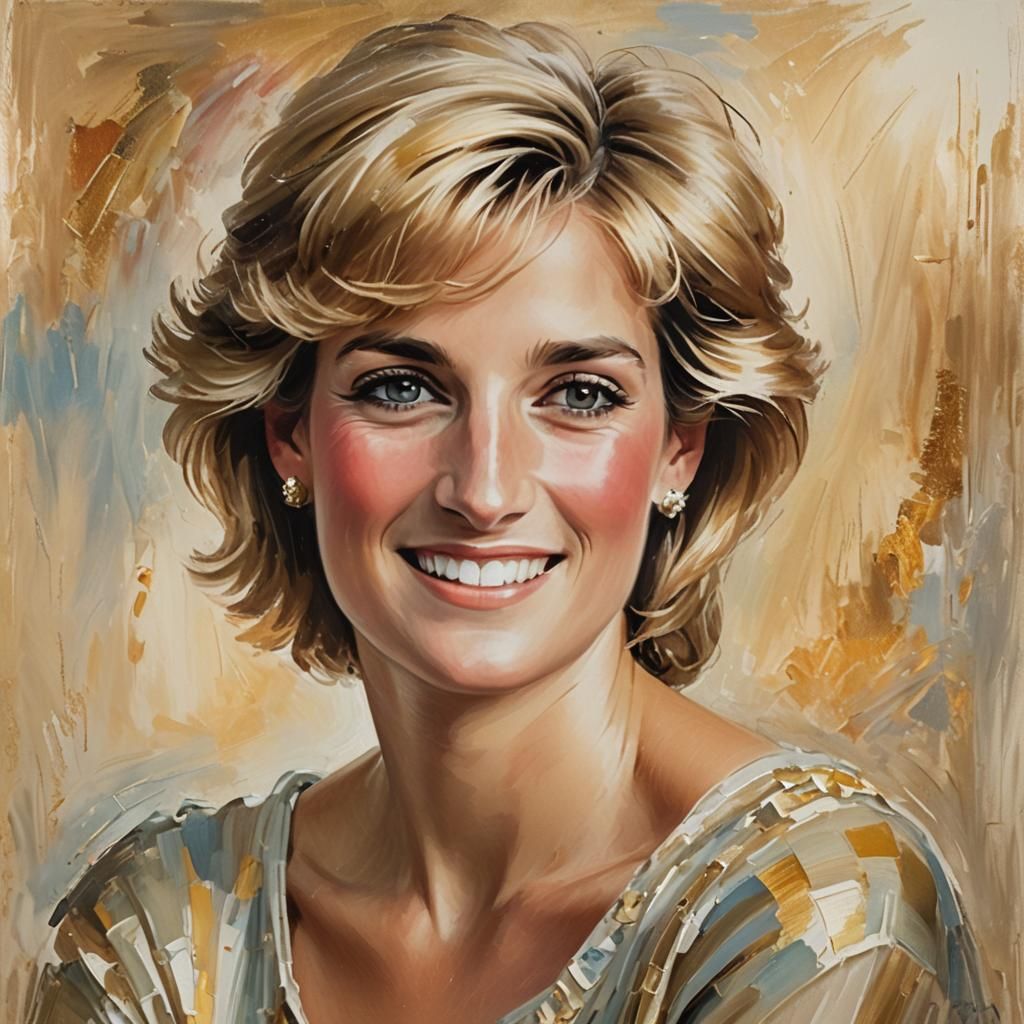 Princess Diana Portrait in Romantic Impressionist Style