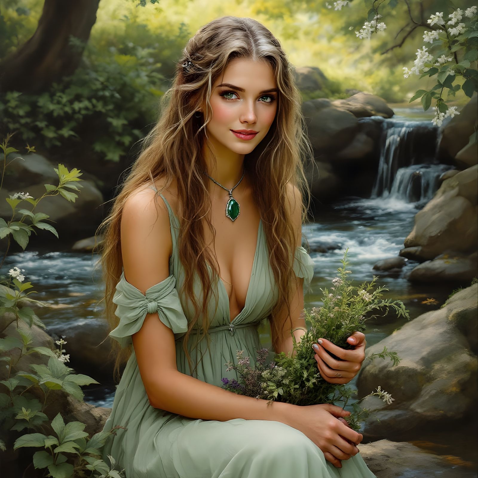 Eír, Norse Goddess of Medicine, in Spring Glade