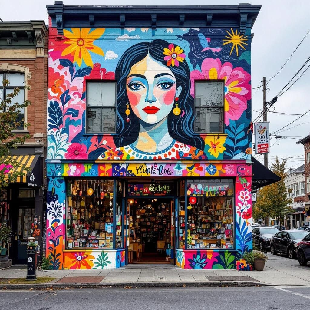 Colorful East Vancouver Street Scene with Murals