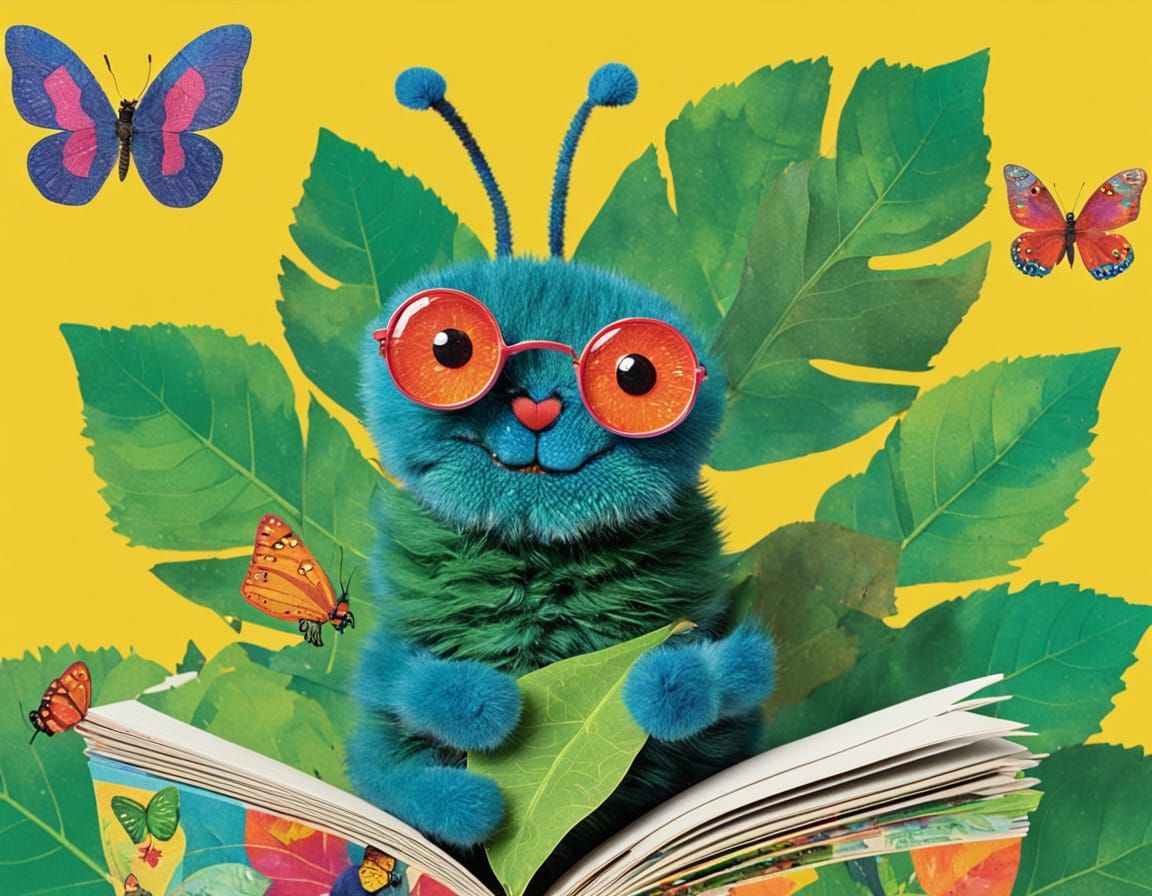 Caterpillar's Self-Improvement Journey: A Whimsical Illustra...