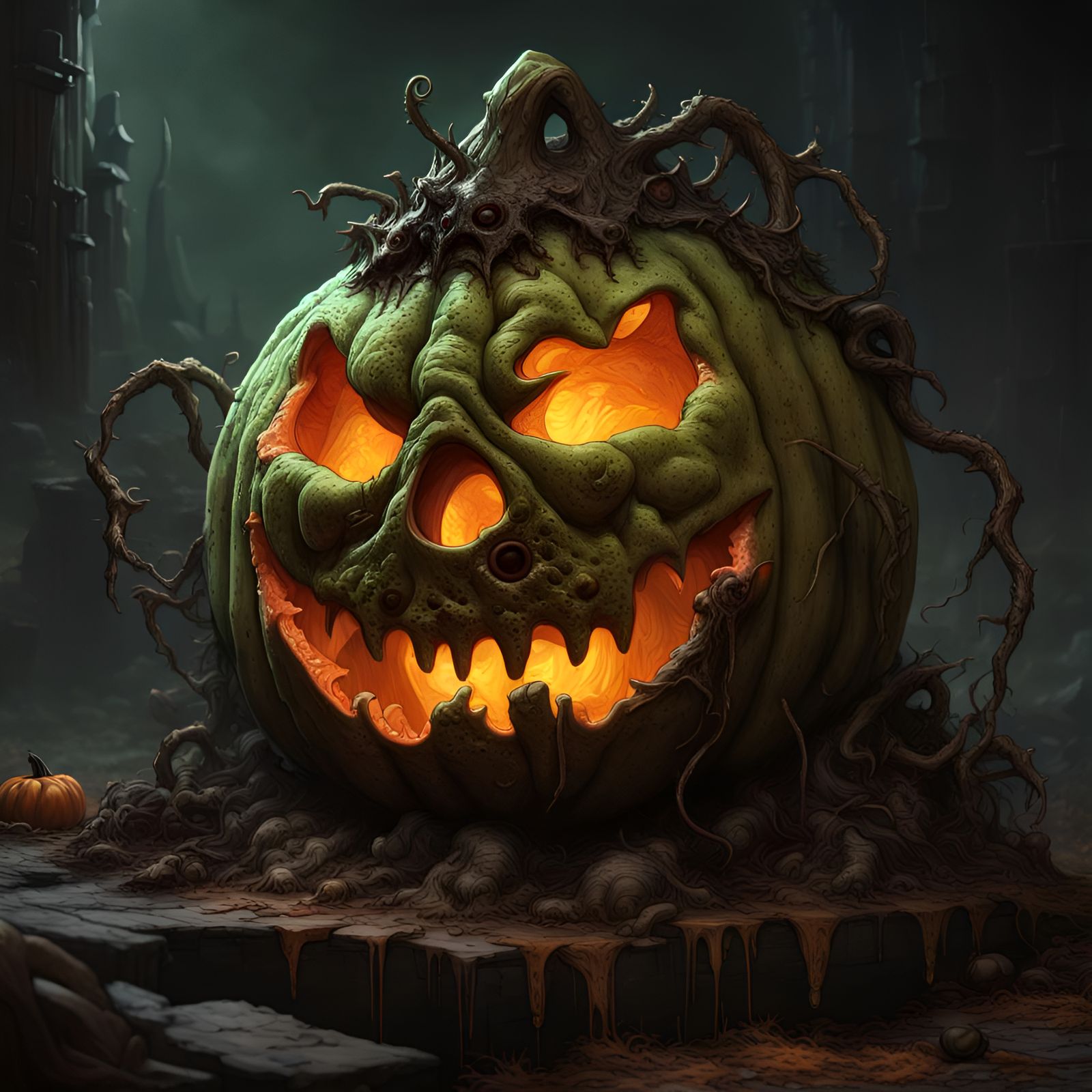 Creepy Nurgle Jack-o-Lantern in 8k Resolution