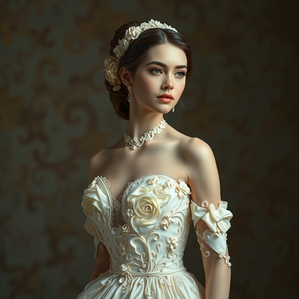 Woman in Whipped Cream Dress, Digital Art