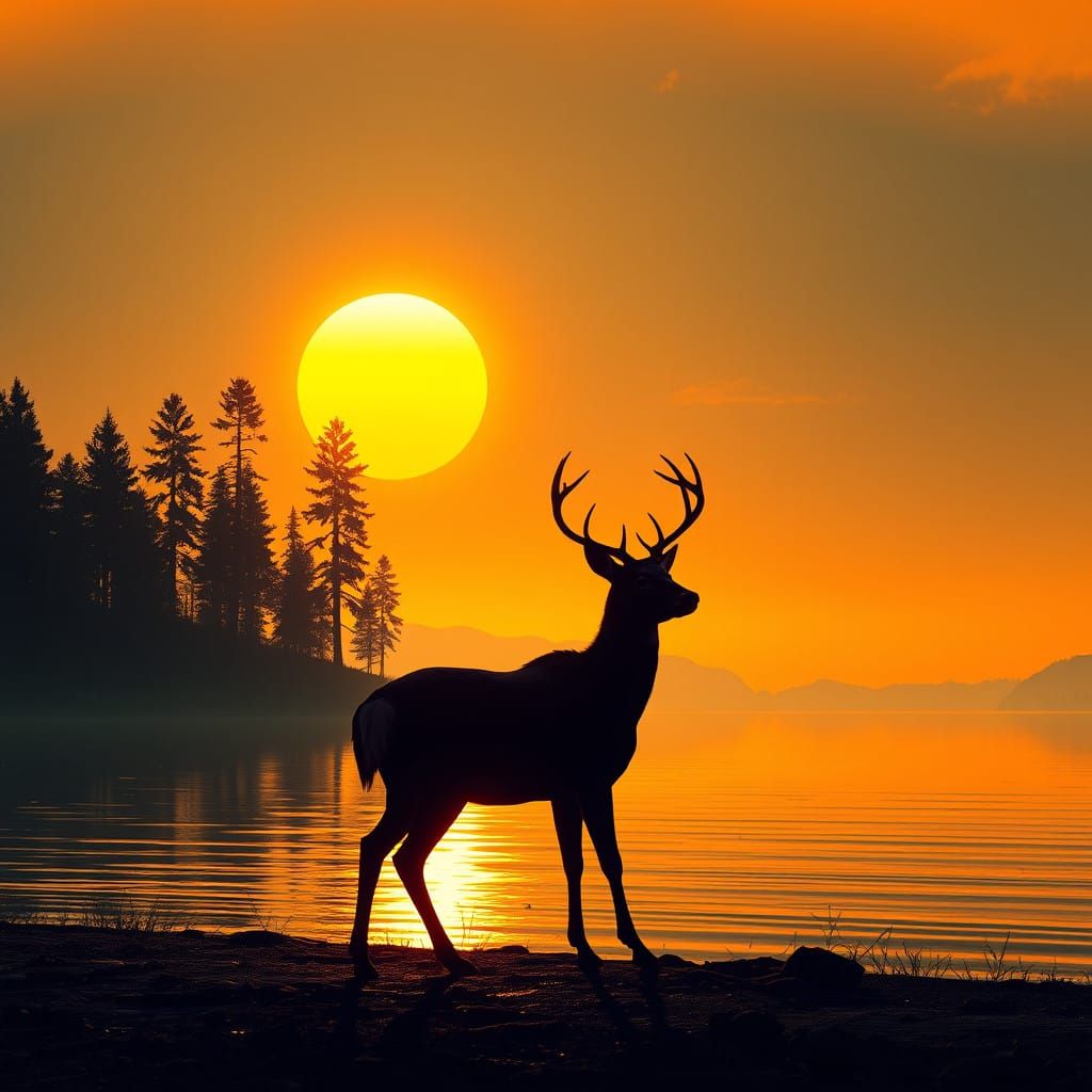 Majestic Buck Deer at Sunset