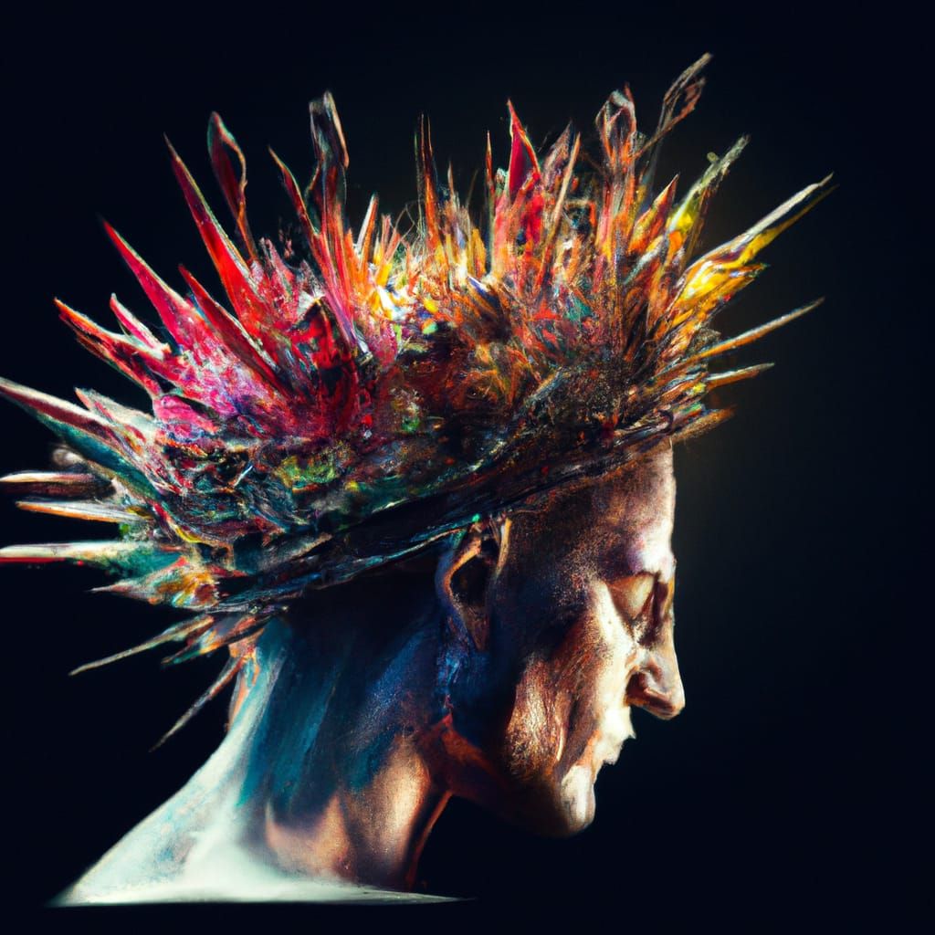 Colorful Ink Splash Crown of Thorns Portrait