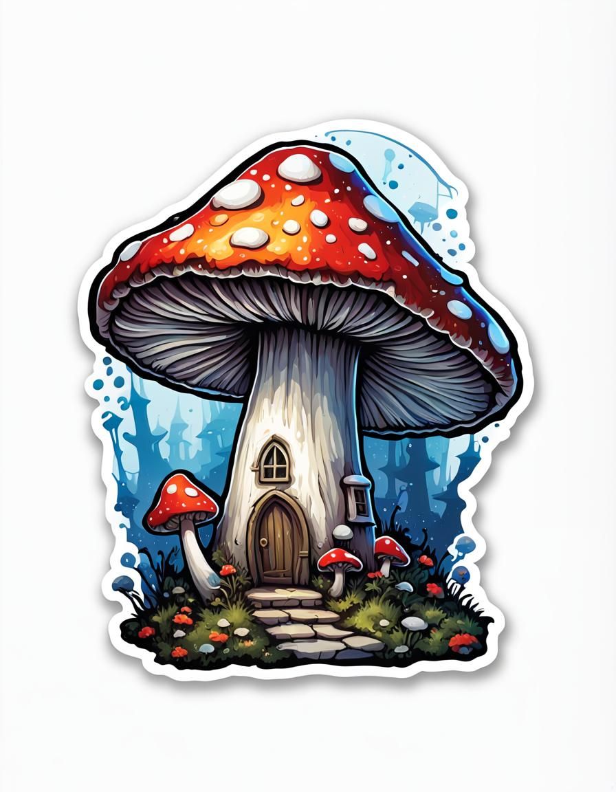 Gothic Mushroom Graffiti Art Sticker