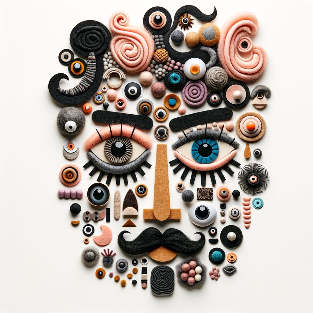 Playful Felt Faces Collage Art