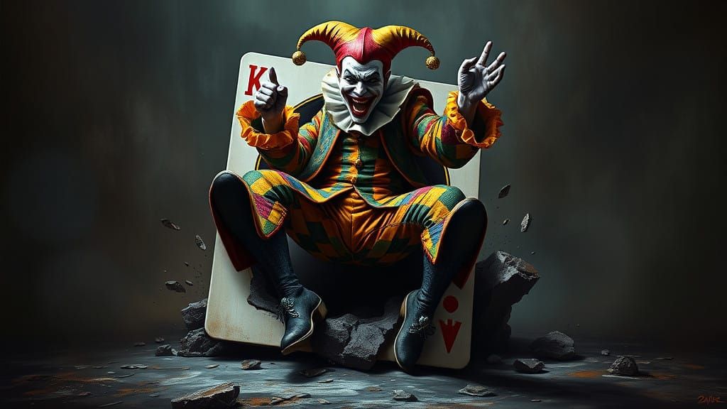 Hyper-Realistic Joker Erupts from Vintage Playing Card