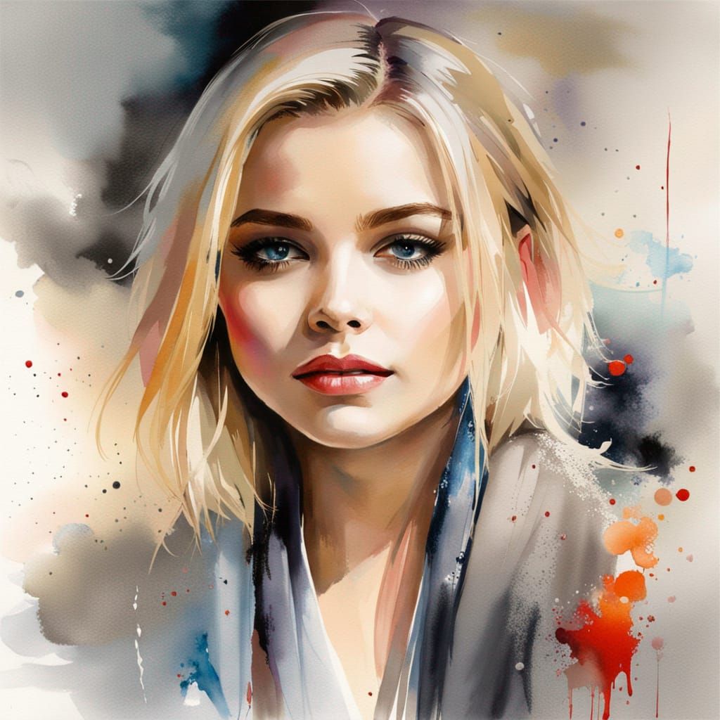 Chloe Grace Moretz Portrait in Watercolour