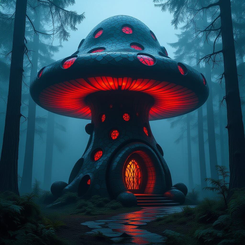 Gothic Mushroom Monument in Gaudí Style