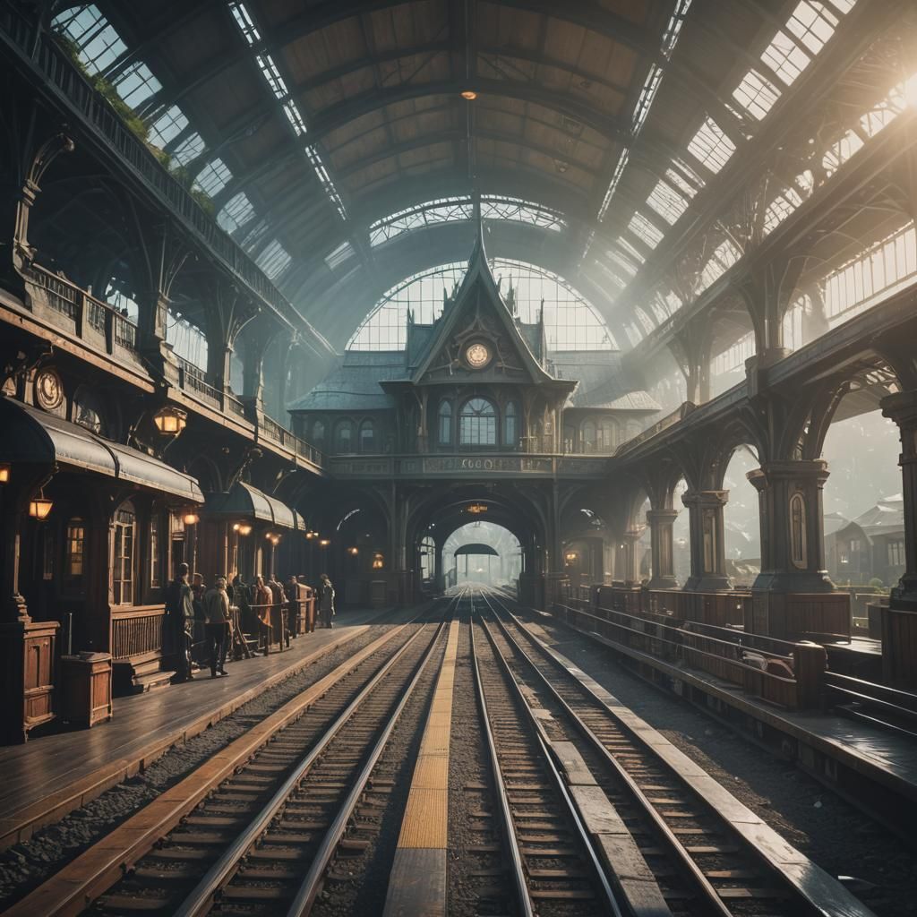 Elven Kingdom Train Station: Cinematic Film Still