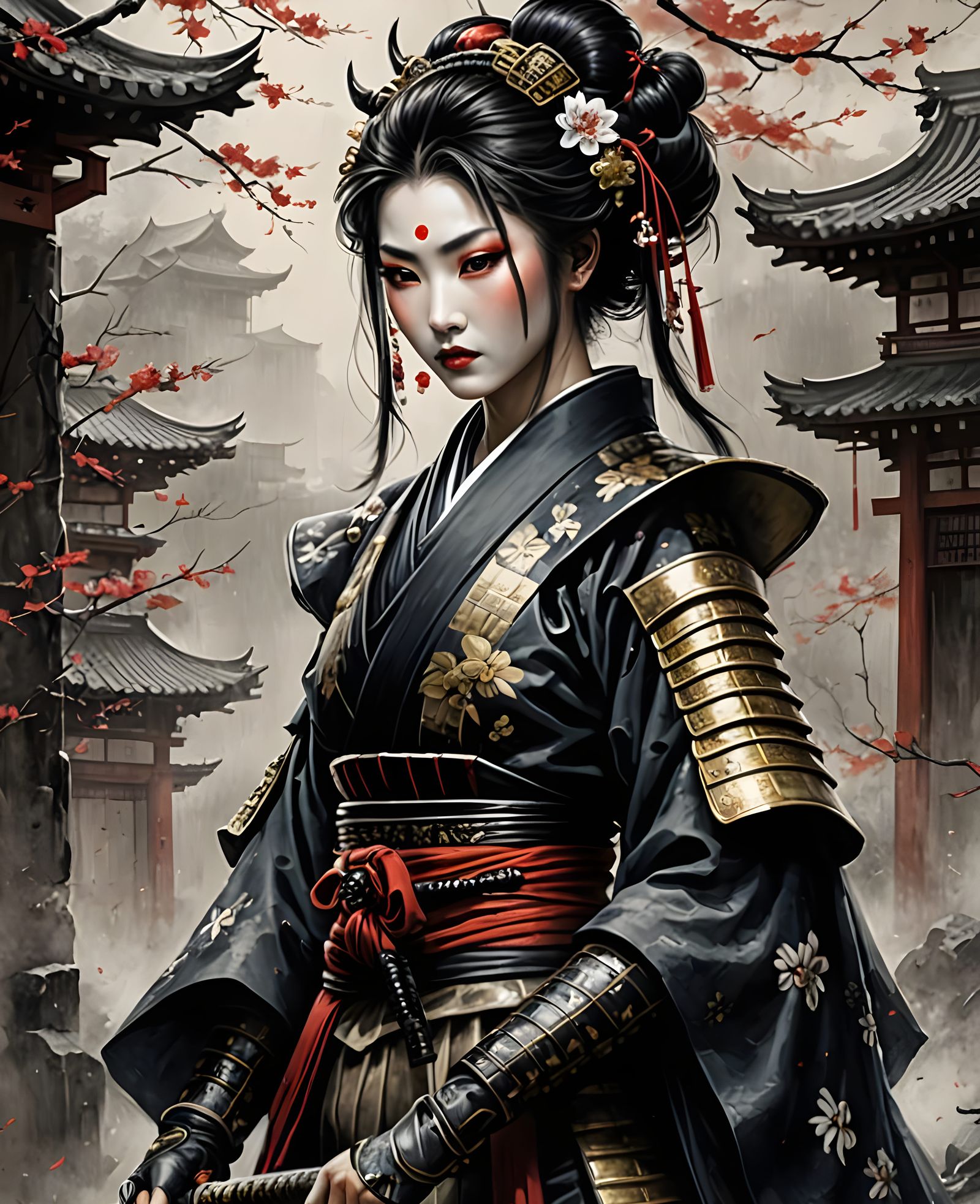 Samurai Geisha in Fantasy Art Style