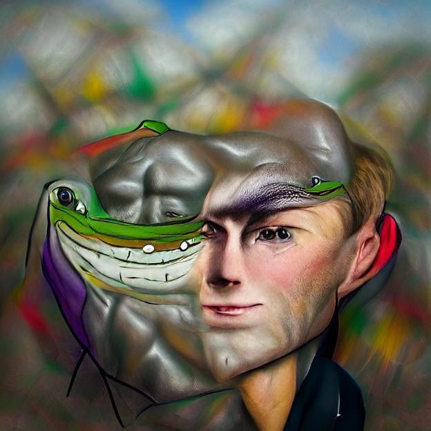 Smug Chad Wojak Alpha Portrait in Hyperrealism