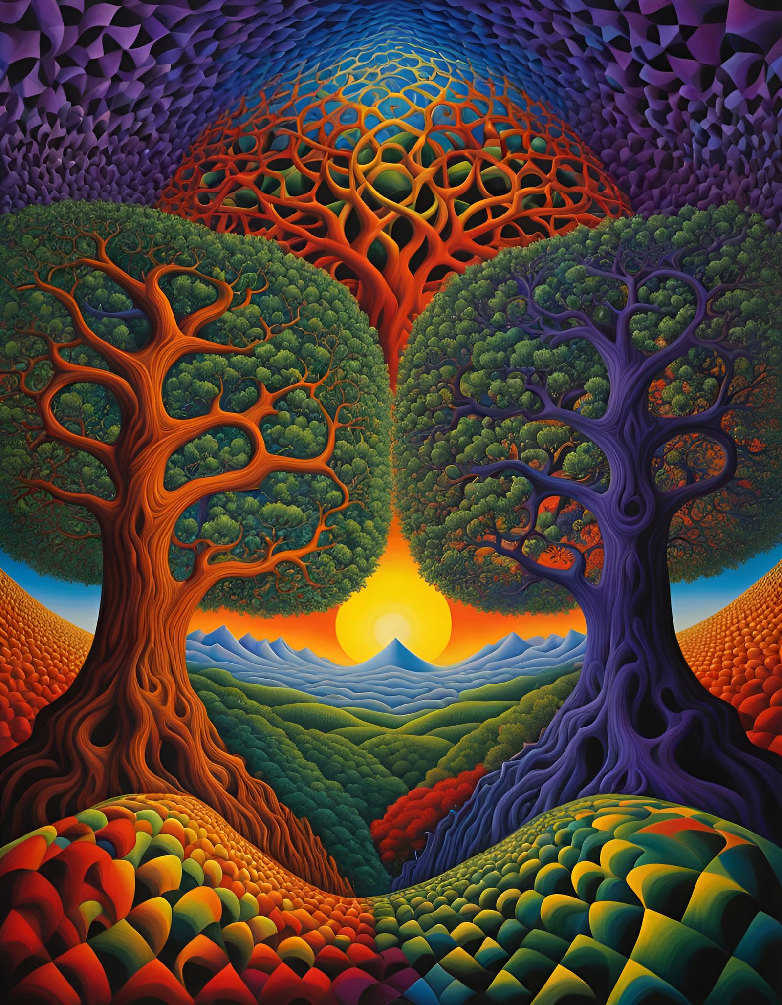 Surreal Optical Illusion Dreamscape in Multicolored Hues