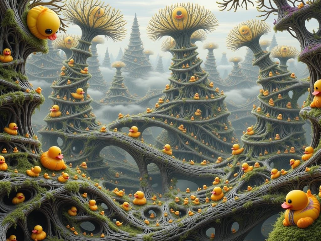 Surreal Rubber Duck Metropolis Unfolds in a Dreamlike Citysc...