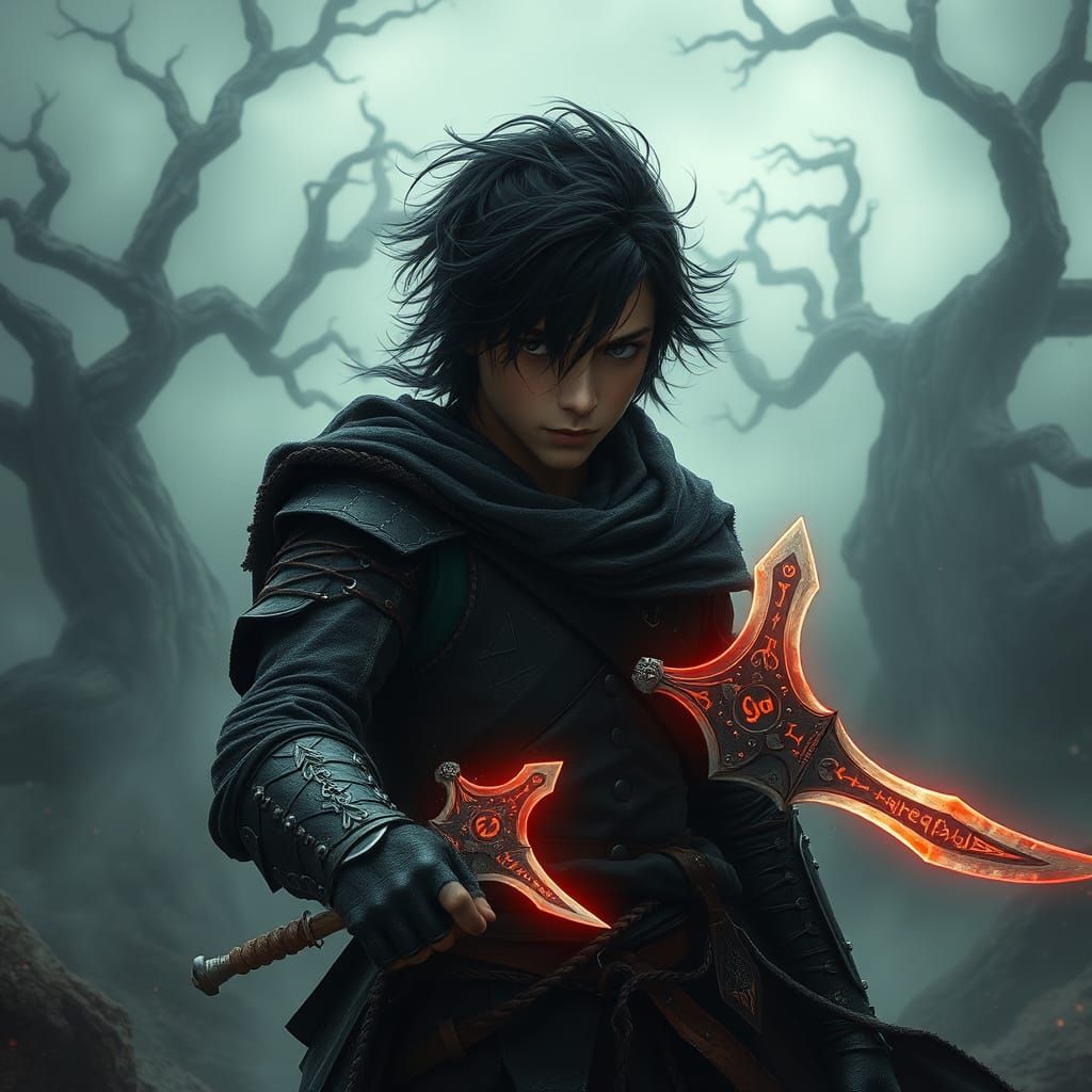 Mystical Bladesinger Wizard in Fantasy Landscape