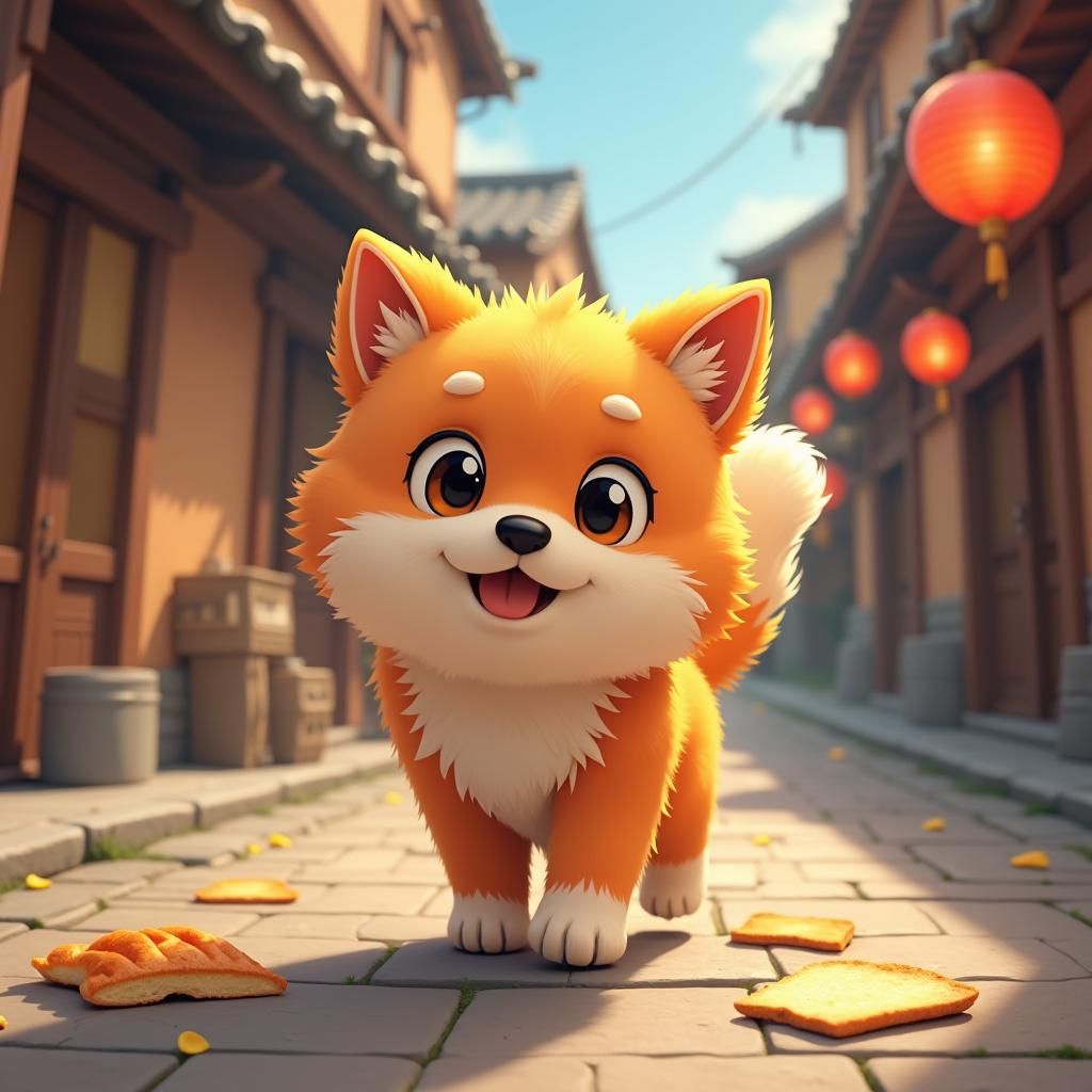 Anime Dog Moti Finds Bread in Japanese Village