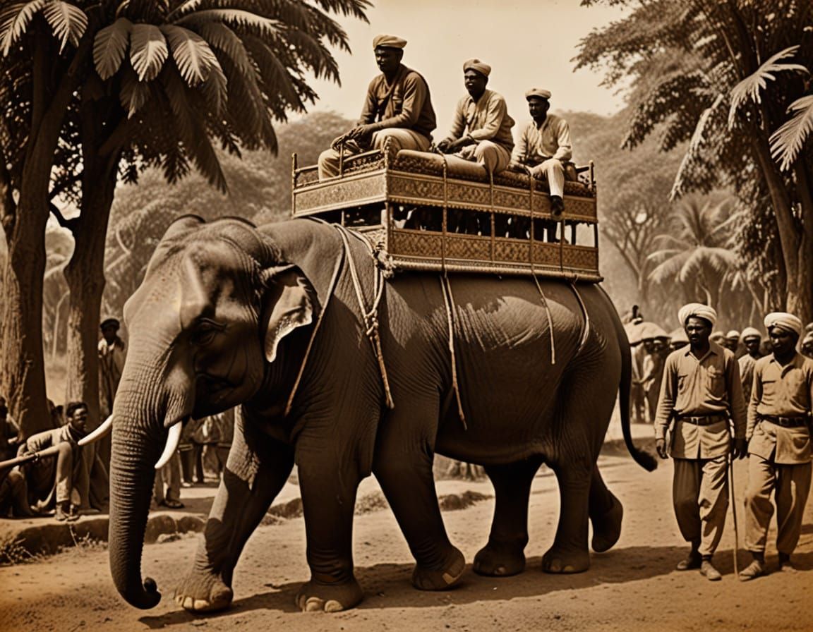 Vintage Tiger Hunt from Elephant Palanquin in 19th Century I...