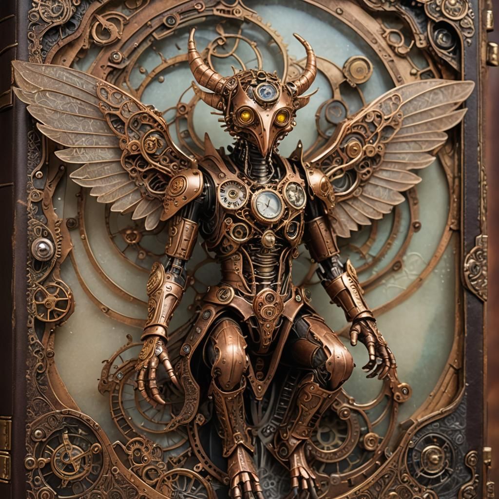 Steampunk Vahala Perched on Antique Book