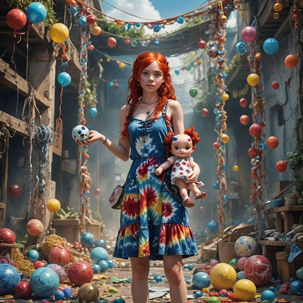 Woman with Doll: Detailed Fantasy Concept Art