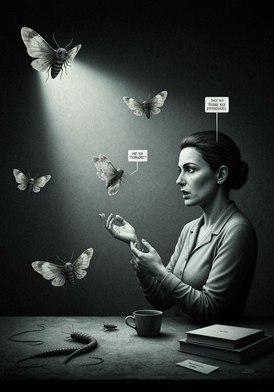 Paranoid Wife Talks to Unsettling Moths in Grim Delusion