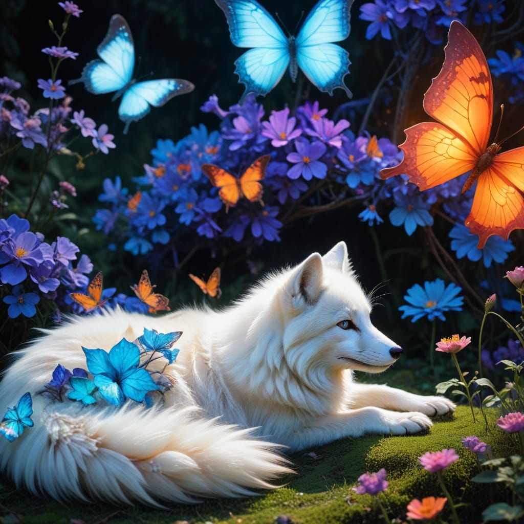 Ethereal Nine-Tailed Fox in Luminous Dreamscape