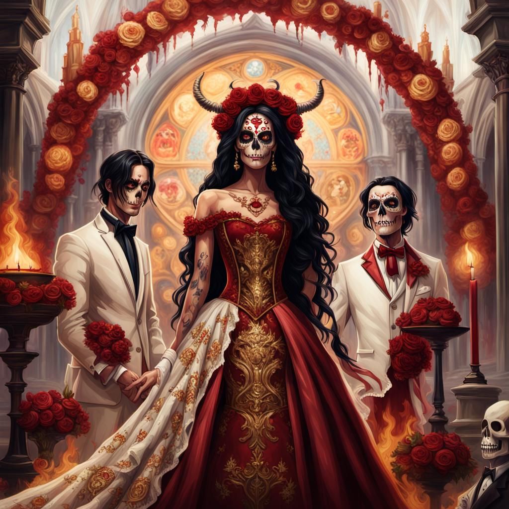 Gothic Wedding with Sugar Skull Couple