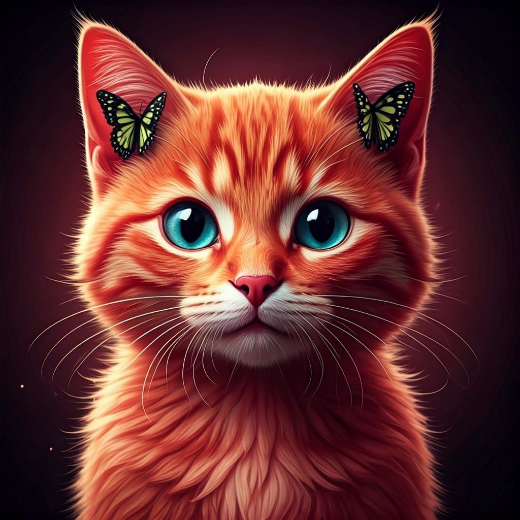 Fantastical Strawberry Kitten in Vibrant, Intricate Detail