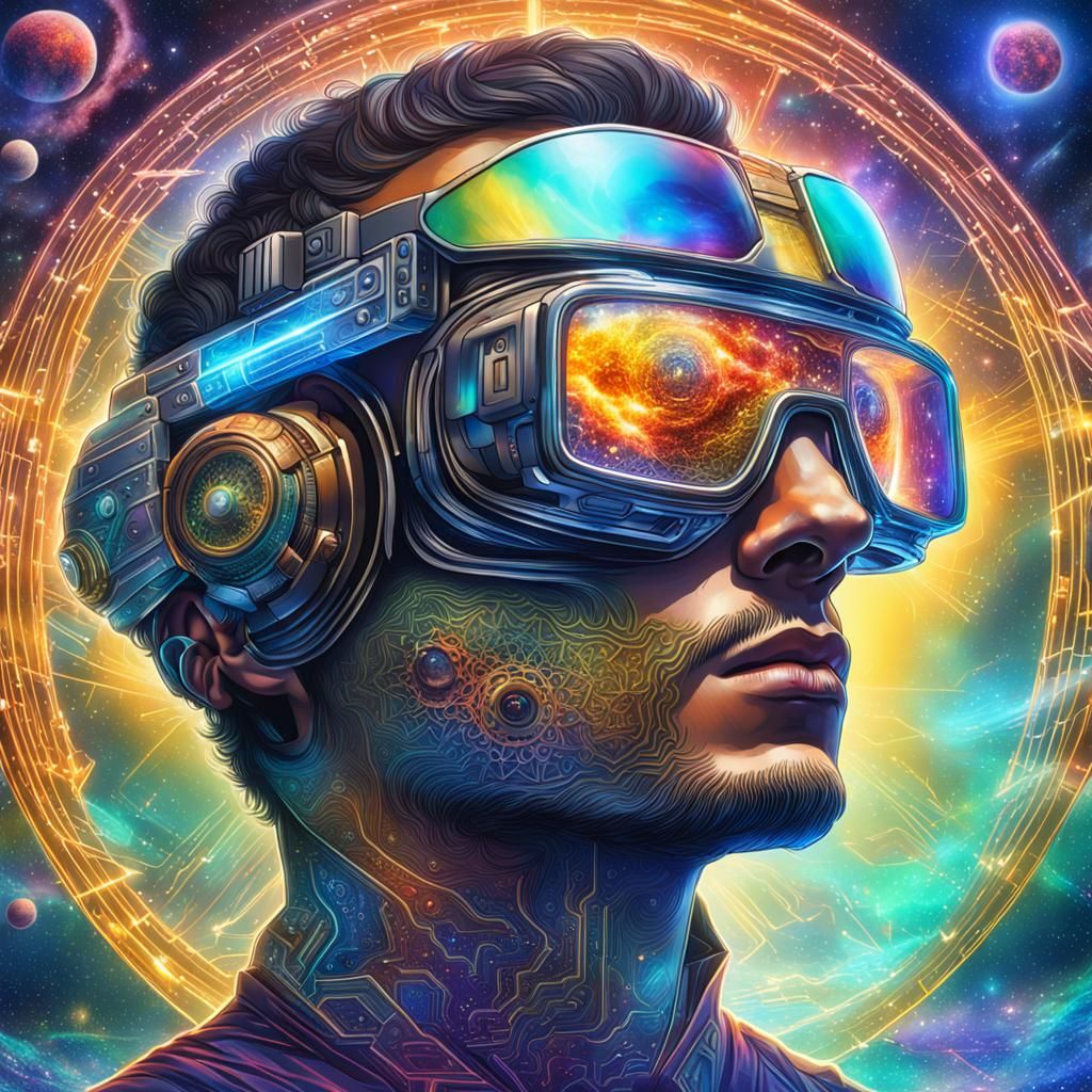 Cyborgs in Hyper-Connection Awe-Inspiring Cosmic Hologram
