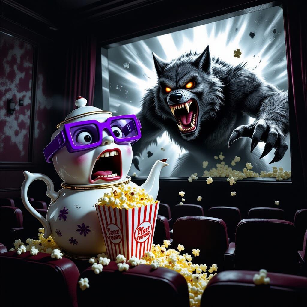 Werewolf Attacks Terrified Teapot in Victorian Theatre