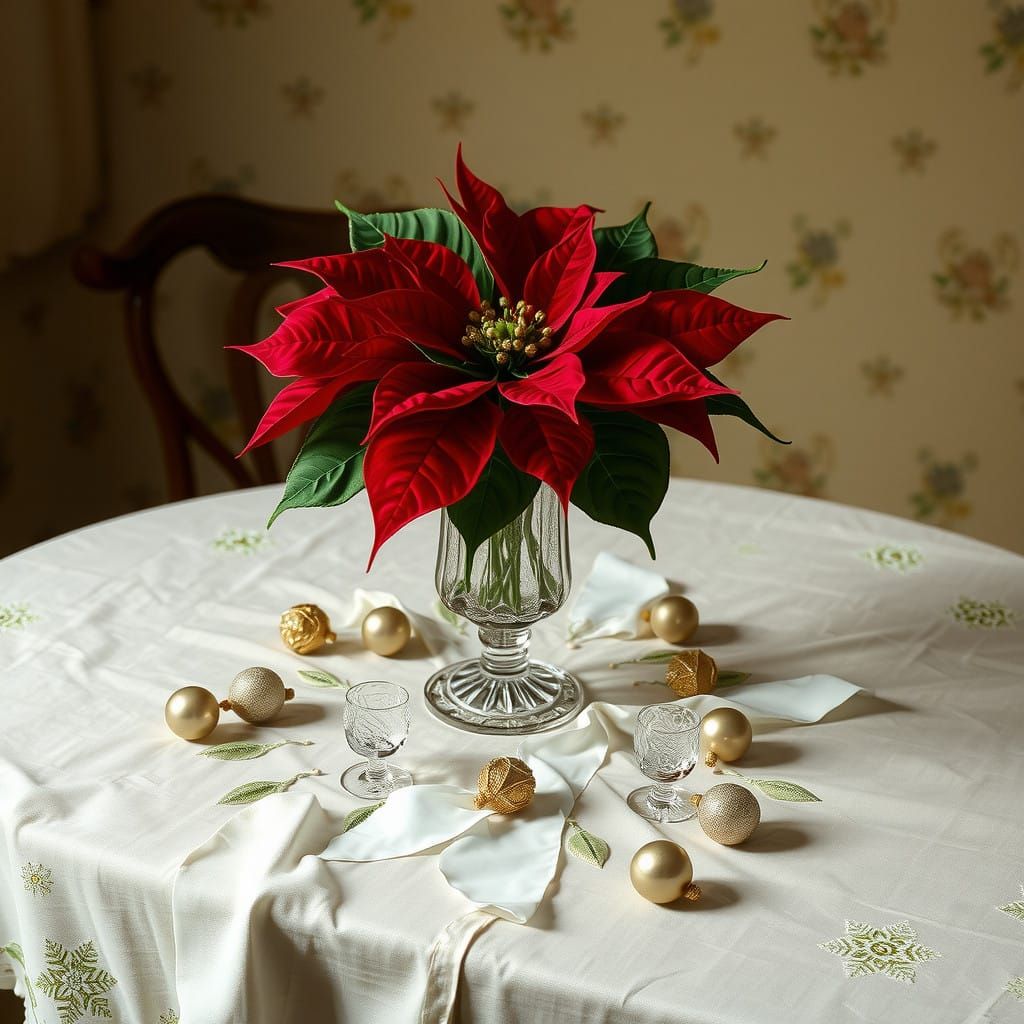 A Poinsettia Centerpiece in Renaissance Realism